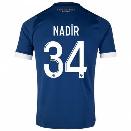 Kandiny Enfant Maillot Bilal Nadir #34 Bleu Foncé Tenues Extérieur 2023/24 T-Shirt