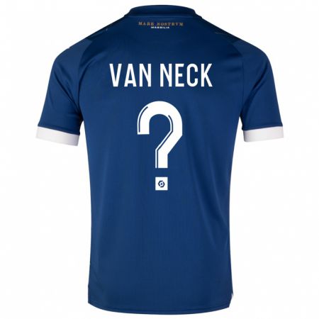 Kandiny Enfant Maillot Jelle Van Neck #0 Bleu Foncé Tenues Extérieur 2023/24 T-Shirt