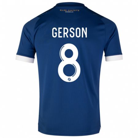 Kandiny Enfant Maillot Gerson #8 Bleu Foncé Tenues Extérieur 2023/24 T-Shirt