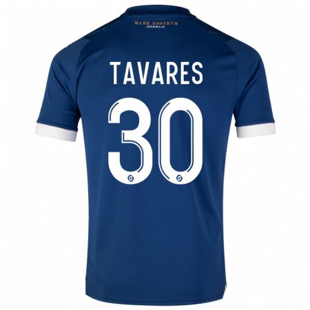 Kandiny Enfant Maillot Nuno Tavares #30 Bleu Foncé Tenues Extérieur 2023/24 T-Shirt