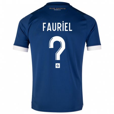 Kandiny Enfant Maillot Lois Fauriel #0 Bleu Foncé Tenues Extérieur 2023/24 T-Shirt