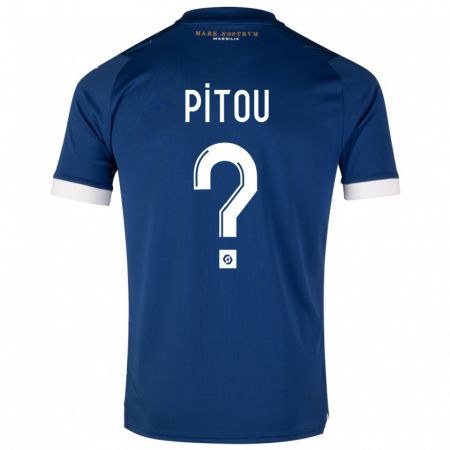 Kandiny Enfant Maillot Jonathan Pitou #0 Bleu Foncé Tenues Extérieur 2023/24 T-Shirt