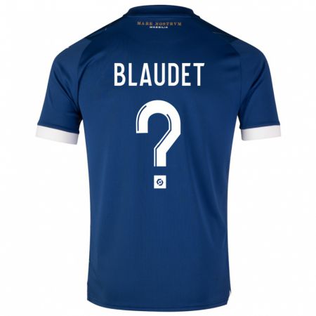 Kandiny Enfant Maillot David Blaudet #0 Bleu Foncé Tenues Extérieur 2023/24 T-Shirt
