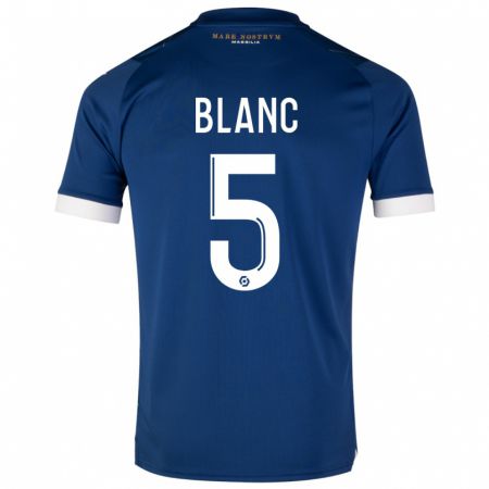 Kandiny Enfant Maillot Amandine Blanc #5 Bleu Foncé Tenues Extérieur 2023/24 T-Shirt