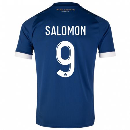 Kandiny Enfant Maillot Maeva Salomon #9 Bleu Foncé Tenues Extérieur 2023/24 T-Shirt