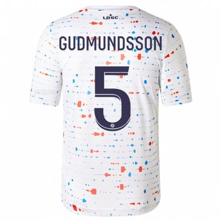 Kandiny Enfant Maillot Gabriel Gudmundsson #5 Blanc Tenues Extérieur 2023/24 T-Shirt