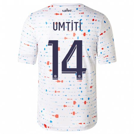 Kandiny Enfant Maillot Samuel Umtiti #14 Blanc Tenues Extérieur 2023/24 T-Shirt