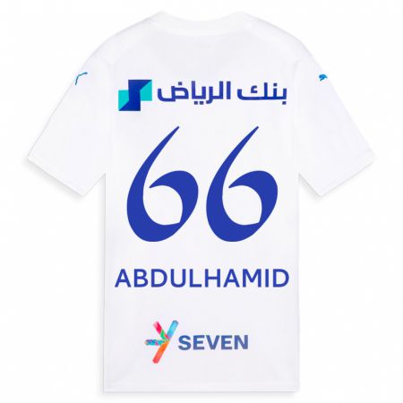 Kandiny Enfant Maillot Saud Abdulhamid #66 Blanc Tenues Extérieur 2023/24 T-Shirt