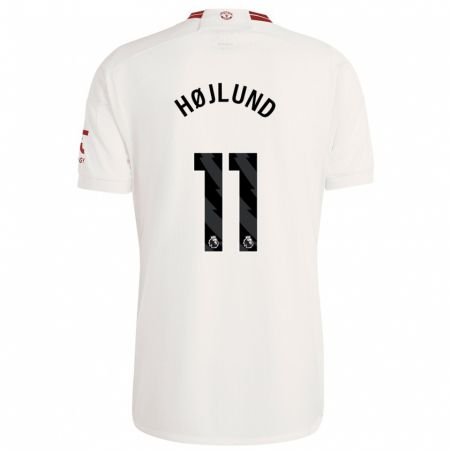 Kandiny Enfant Maillot Rasmus Højlund #11 Blanc Troisieme 2023/24 T-Shirt