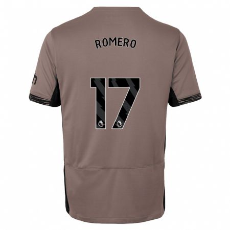 Kandiny Enfant Maillot Cristian Romero #17 Beige Foncé Troisieme 2023/24 T-Shirt