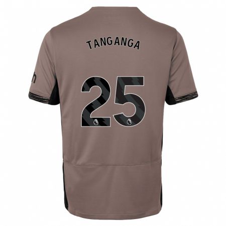 Kandiny Enfant Maillot Japhet Tanganga #25 Beige Foncé Troisieme 2023/24 T-Shirt