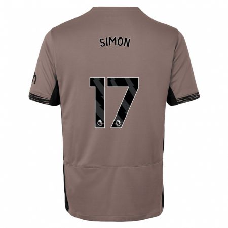 Kandiny Enfant Maillot Kyah Simon #17 Beige Foncé Troisieme 2023/24 T-Shirt