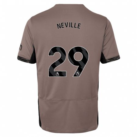 Kandiny Enfant Maillot Ashleigh Neville #29 Beige Foncé Troisieme 2023/24 T-Shirt