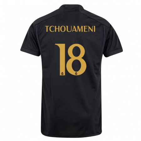 Kandiny Enfant Maillot Aurélien Tchouaméni #18 Noir Troisieme 2023/24 T-Shirt
