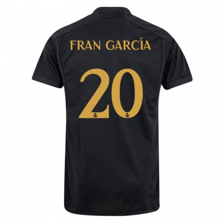 Kandiny Enfant Maillot Fran García #20 Noir Troisieme 2023/24 T-Shirt