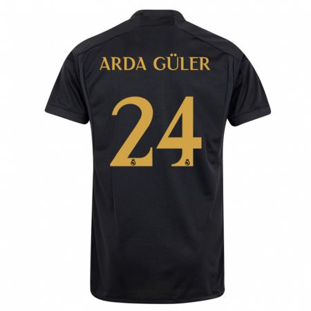 Kandiny Enfant Maillot Arda Güler #24 Noir Troisieme 2023/24 T-Shirt