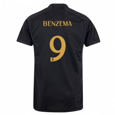 Kandiny Enfant Maillot Karim Benzema #9 Noir Troisieme 2023/24 T-Shirt