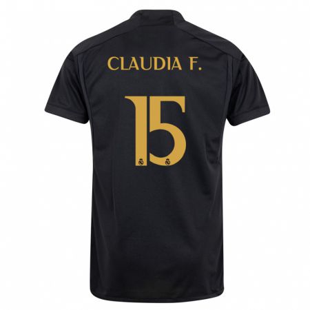 Kandiny Enfant Maillot Claudia Florentino #15 Noir Troisieme 2023/24 T-Shirt