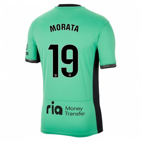 Kandiny Enfant Maillot Álvaro Morata #19 Vert Printanier Troisieme 2023/24 T-Shirt
