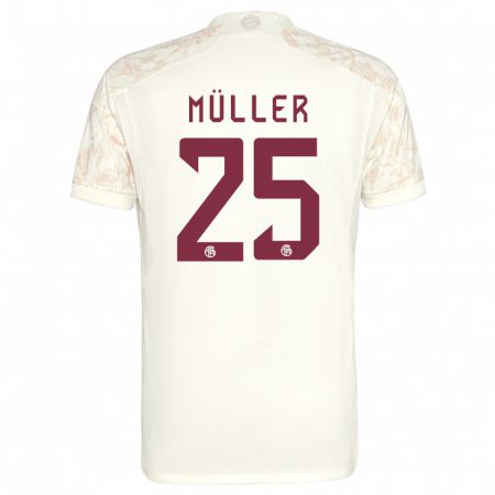 Kandiny Enfant Maillot Thomas Müller #25 Blanc Cassé Troisieme 2023/24 T-Shirt