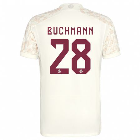 Kandiny Enfant Maillot Tarek Buchmann #28 Blanc Cassé Troisieme 2023/24 T-Shirt