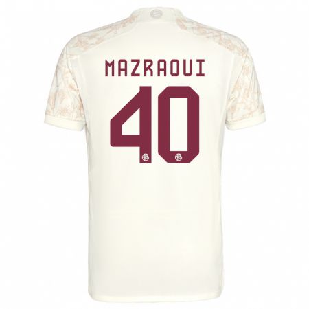 Kandiny Enfant Maillot Noussair Mazraoui #40 Blanc Cassé Troisieme 2023/24 T-Shirt