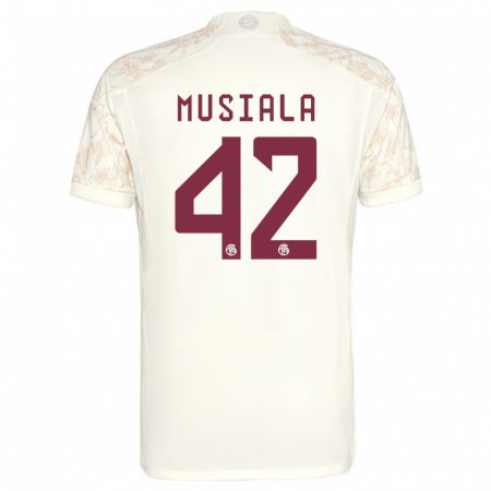 Kandiny Enfant Maillot Jamal Musiala #42 Blanc Cassé Troisieme 2023/24 T-Shirt