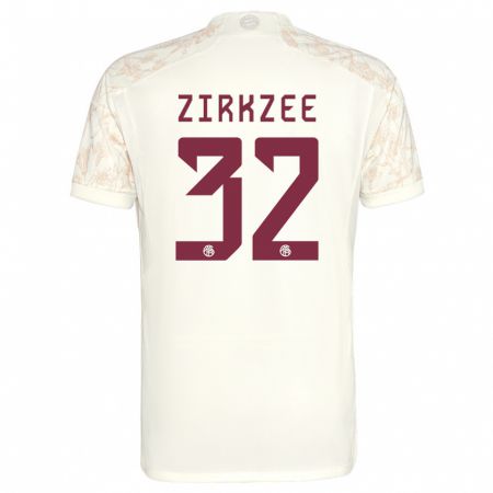 Kandiny Enfant Maillot Joshua Zirkzee #32 Blanc Cassé Troisieme 2023/24 T-Shirt