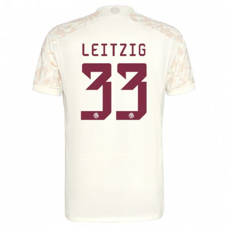 Kandiny Enfant Maillot Janina Leitzig #33 Blanc Cassé Troisieme 2023/24 T-Shirt