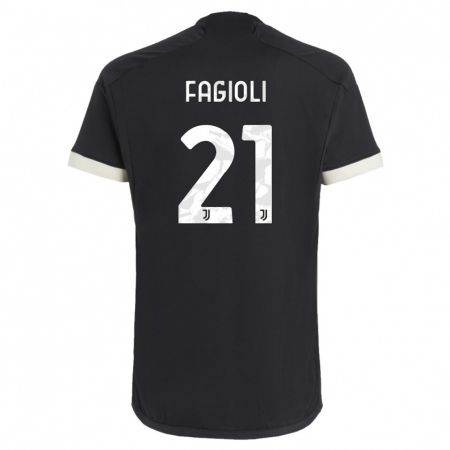 Kandiny Enfant Maillot Nicolò Fagioli #21 Noir Troisieme 2023/24 T-Shirt