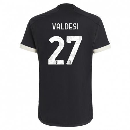 Kandiny Enfant Maillot Andrea Valdesi #27 Noir Troisieme 2023/24 T-Shirt