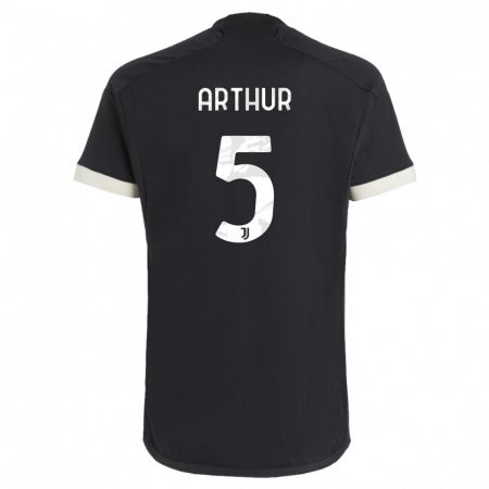 Kandiny Enfant Maillot Arthur #5 Noir Troisieme 2023/24 T-Shirt
