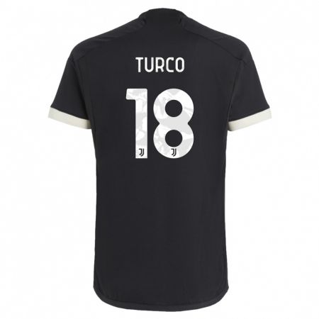 Kandiny Enfant Maillot Nicolo Turco #18 Noir Troisieme 2023/24 T-Shirt
