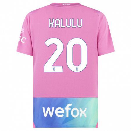 Kandiny Enfant Maillot Pierre Kalulu #20 Rose-Mauve Troisieme 2023/24 T-Shirt