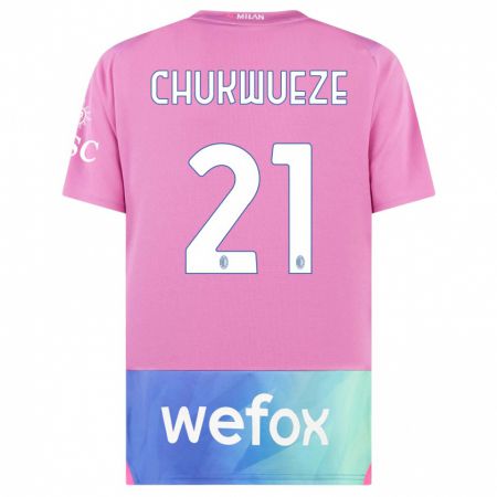Kandiny Enfant Maillot Samuel Chukwueze #21 Rose-Mauve Troisieme 2023/24 T-Shirt