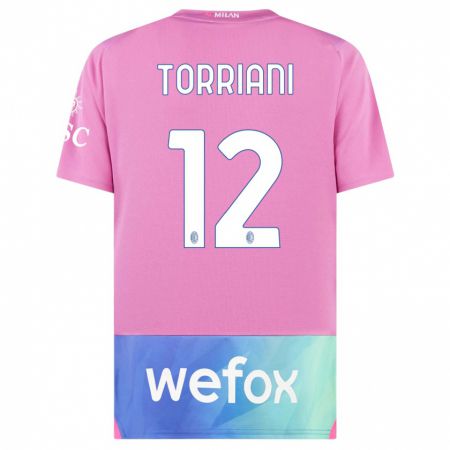 Kandiny Enfant Maillot Lorenzo Torriani #12 Rose-Mauve Troisieme 2023/24 T-Shirt