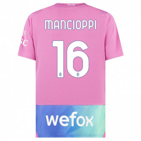 Kandiny Enfant Maillot Tommaso Mancioppi #16 Rose-Mauve Troisieme 2023/24 T-Shirt