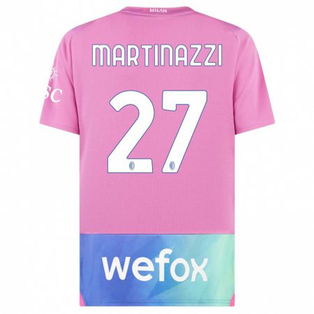 Kandiny Enfant Maillot Luca Martinazzi #27 Rose-Mauve Troisieme 2023/24 T-Shirt