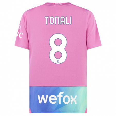 Kandiny Enfant Maillot Sandro Tonali #8 Rose-Mauve Troisieme 2023/24 T-Shirt
