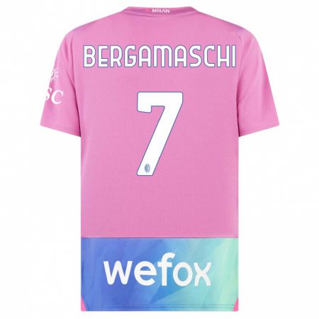 Kandiny Enfant Maillot Valentina Bergamaschi #7 Rose-Mauve Troisieme 2023/24 T-Shirt