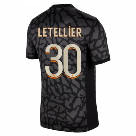 Kandiny Enfant Maillot Alexandre Letellier #30 Noir Troisieme 2023/24 T-Shirt