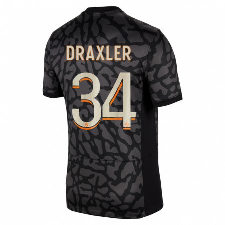 Kandiny Enfant Maillot Julian Draxler #34 Noir Troisieme 2023/24 T-Shirt
