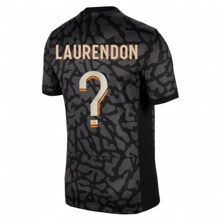 Kandiny Enfant Maillot Bilal Laurendon #0 Noir Troisieme 2023/24 T-Shirt