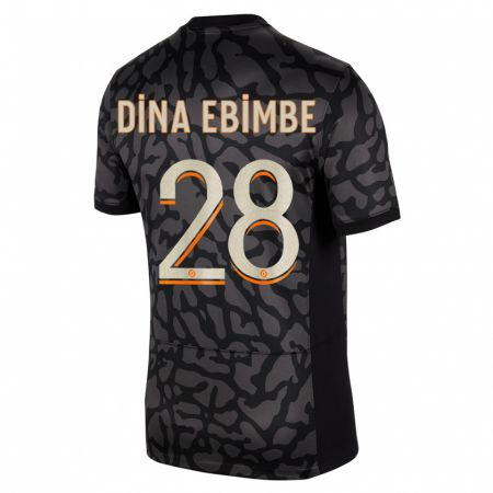 Kandiny Enfant Maillot Eric Junior Dina Ebimbe #28 Noir Troisieme 2023/24 T-Shirt