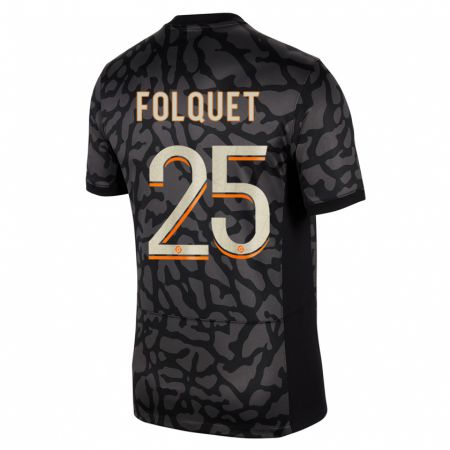Kandiny Enfant Maillot Magnaba Folquet #25 Noir Troisieme 2023/24 T-Shirt