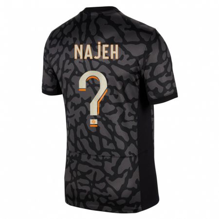 Kandiny Enfant Maillot Kais Najeh #0 Noir Troisieme 2023/24 T-Shirt