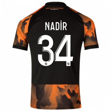 Kandiny Enfant Maillot Bilal Nadir #34 Noir Orange Troisieme 2023/24 T-Shirt