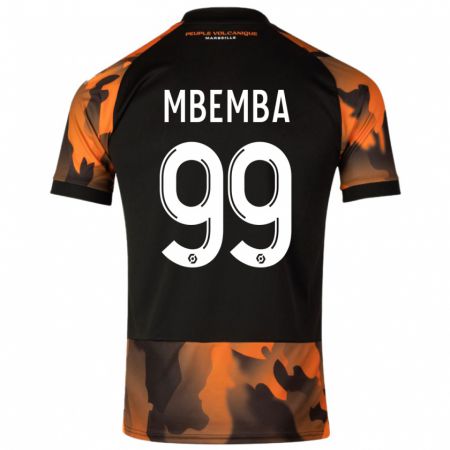 Kandiny Enfant Maillot Chancel Mbemba #99 Noir Orange Troisieme 2023/24 T-Shirt