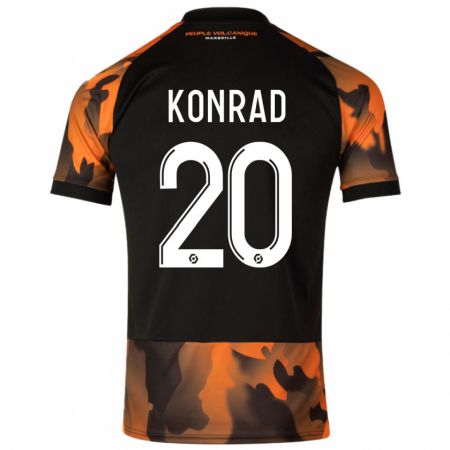 Kandiny Enfant Maillot Konrad De La Fuente #20 Noir Orange Troisieme 2023/24 T-Shirt