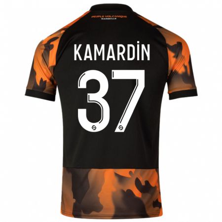 Kandiny Enfant Maillot Aaron Kamardin #37 Noir Orange Troisieme 2023/24 T-Shirt